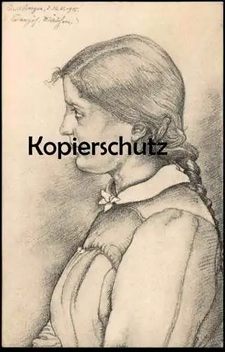 ALTE KÜNSTLER POSTKARTE FRANZÖSISCHES MÄDCHEN ERNST BERGER BATTERIE WIECK 1914 - 1916 JEUNE FILLE FRANCAISE cpa AK