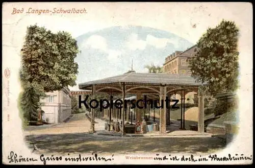 ALTE LITHO POSTKARTE BAD LANGEN-SCHWALBACH WEINBRUNNEN Brunnen Langenschwalbach Ansichtskarte AK cpa postcard