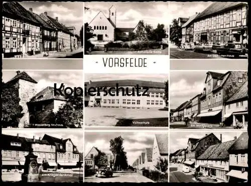 ÄLTERE POSTKARTE VORSFELDE LANGESTRASSE KARL HOHLS HOTEL DEUTSCHES HAUS VW KÄFER AM ENGELHOP MARKT AMTSTRASSE WOLFSBURG