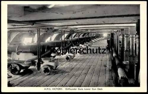 ÄLTERE POSTKARTE SCHIFF H.M.S. VICTORY POUNDER GUNS LOWER GUN DECK Kriegsschiff war ship postcard Ansichtskarte AK cpa