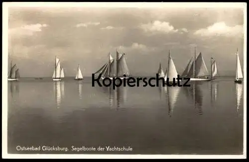 ALTE POSTKARTE GLÜCKSBURG 1949 SEGELBOOTE DER YACHTSCHULE BOOTE ships Ostseebad Ansichtskarte postcard cpa AK