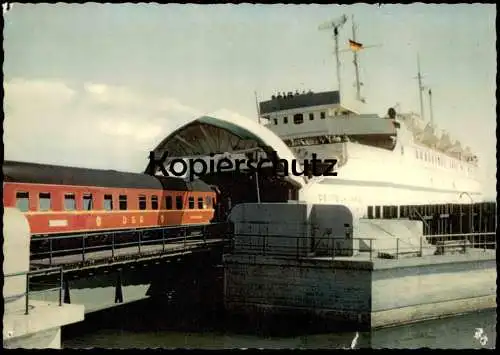 ÄLTERE POSTKARTE GROSSENBRODE FÄHRE DEUTSCHLAND FÄHRBAHNHOF ZUG WAGGON DSG Hafen train port ferry Schiff ship postcard