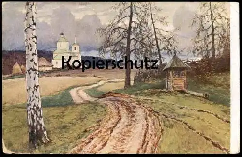 ALTE POSTKARTE ECHT RUSSISCHE LANDSCHAFTEN RUSSIAN LANDSCAPE ORTHODOX CHURCH Russia Russland cpa postcard Ansichtskarte