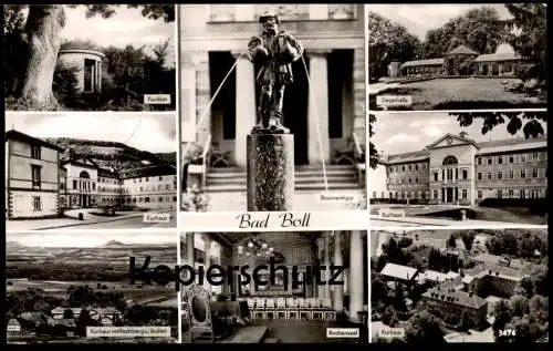 ÄLTERE POSTKARTE BAD BOLL BRUNNENFIGUR PAVILLON KURHAUS MIT RECHBERG UND STUIFEN KIRCHENSAAL LIEGEHALLE AK cpa postcard