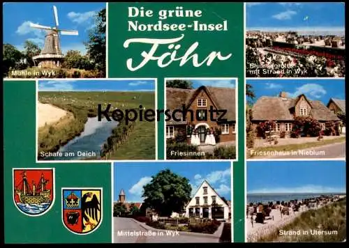 ÄLTERE POSTKARTE DIE GRÜNE NORDSEE-INSEL FÖHR WINDMÜHLE IN WYK FRIESENHAUS UTERSUM mole moulin mill windmill AK postcard