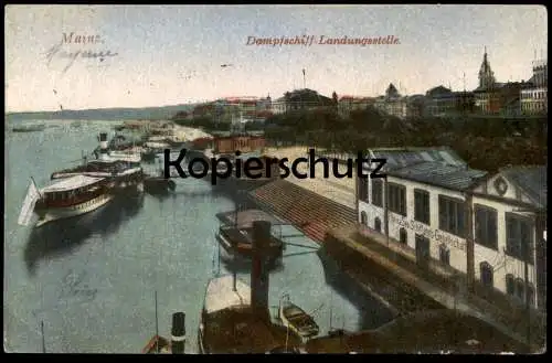 ALTE POSTKARTE MAINZ DAMPFSCHIFF-LANDUNGSSTELLE DAMPFER SCHIFF SCHIFFE MAIN HAFEN 1919 ship Ansichtskarte postcard cpa