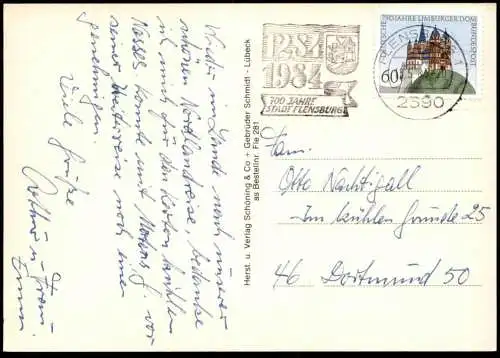 ÄLTERE POSTKARTE FÖRDESTADT FLENSBURG HAFEN SCHIFFE SEGELSCHIFF WASSERTURM Schiff ship bateau port postcard AK cpa