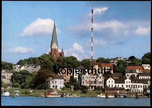 ÄLTERE POSTKARTE FÖRDESTADT FLENSBURG BLICK AUF JÜRGENSBY PANORAMA FUNKMAST Ansichtskarte AK postcard cpa