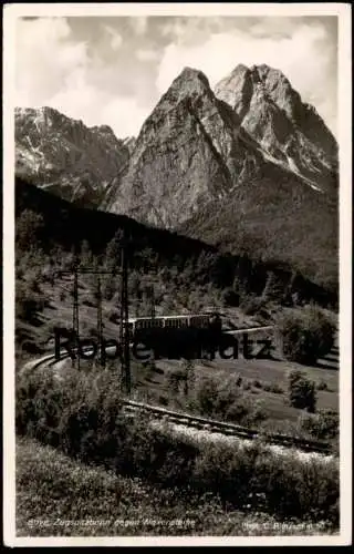 ALTE POSTKARTE BAYRISCHE ZUGSPITZBAHN GEGEN WAXENSTEINE Krokodil-Lokomotive locomotive Eisenbahn Railway chemin de fer