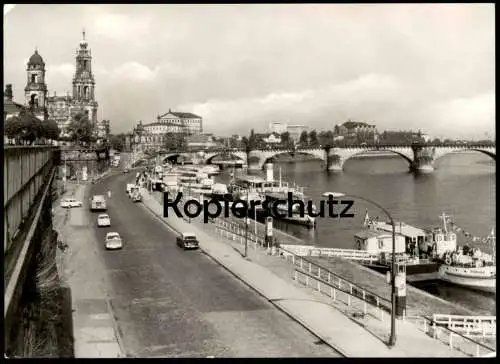 ÄLTERE POSTKARTE DRESDEN BLICK VON DER BRÜHLSCHEN TERRASSE SCHIFF TORGAU DAMPFER ship Ansichtskarte cpa postcard AK