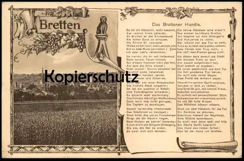 ALTE POSTKARTE BRETTEN PANORAMA DAS BRETTENER HUNDLE GEDICHT HUND dog chien Ansichtskarte cpa postcard