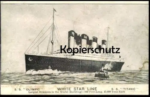 ÄLTERE REPRODUKTION POSTKARTE WHITE STAR LINE S. S. OLYMPIC S. S. TITANIC REPRO Ansichtskarte AK postcard