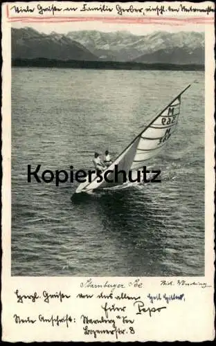 ALTE POSTKARTE SEGLER AUF DEM STARNBERGER SEE FOTOGRAF RICHARD WÖRSCHING 1935 STARNBERG Schiff ship bateau postcard cpa