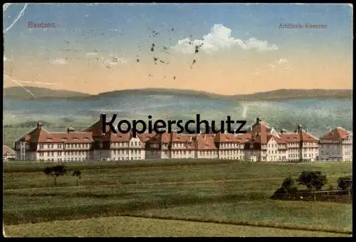 ALTE POSTKARTE BAUTZEN ARTILLERIE-KASERNE PANORAMA AK Ansichtskarte cpa postcard