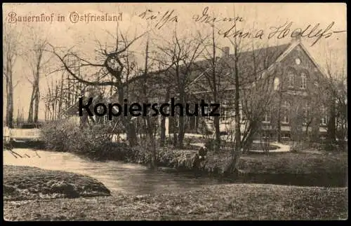 ALTE POSTKARTE BAUERNHOF IN OSTFRIESLAND STEMPEL ESENS ANNA HEDLEFS Bauernhaus farm house Ansichtskarte postcard cpa AK