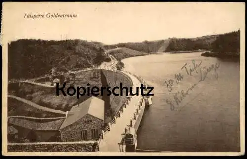 ALTE POSTKARTE TALSPERRE GOLDENTRAUM Złotniki Jezioro Złotnickie Zapora Złotnicka Polska Poland Polen Schlesien postcard