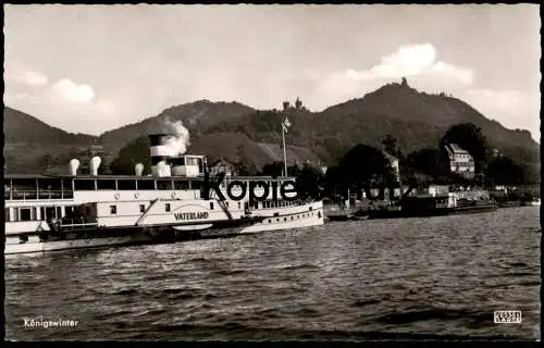 ÄLTERE POSTKARTE KÖNIGSWINTER AM RHEIN MIT DRACHENFELS SCHIFF VATERLAND Dampfer Steam Ship Steamer Rhein Rhine Rhin Rijn