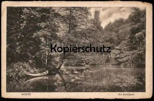 ALTE POSTKARTE MOERS AM STADTPARK TEICH BOOT SEE Ansichtskarte AK cpa postcard