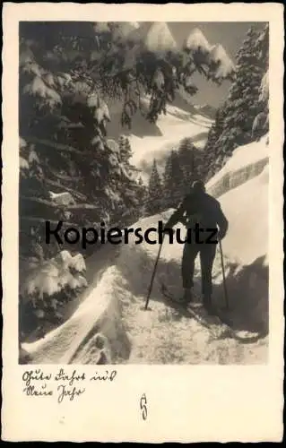 ALTE POSTKARTE GUTE FAHRT INS NEUE JAHR! NEUJAHR SKIWANDERN SKIFAHREN faire du ski skiing Ansichtskarte AK cpa postcard