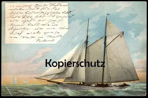 ALTE POSTKARTE I. M. YACHT IDUNA JACHT ADRESSIERT AN SCHIFFZIMMERMANN WALDEMAR LEANDER Schiff Segelschiff postcard cpa