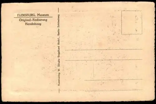 ALTE POSTKARTE FLENSBURG MUSEUM ORIGINAL RADIERUNG HANDABZUG SIGNIERT C. PAHL Ansichtskarte AK cpa postcard