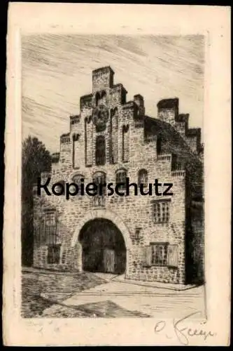 ALTE POSTKARTE FLENSBURG NORDERTOR ORIGINAL RADIERUNG HANDABZUG SIGNIERT CARL FLEEGE Ansichtskarte AK cpa postcard