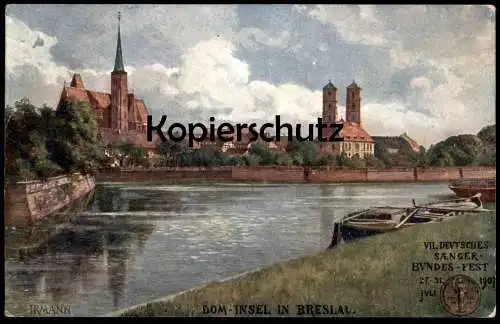 ALTE POSTKARTE DOM-INSEL IN BRESLAU VII. DEUTSCHES SÄNGER-BUNDES-FEST 1907 IRMANN Wroclaw postcard AK Ansichtskarte