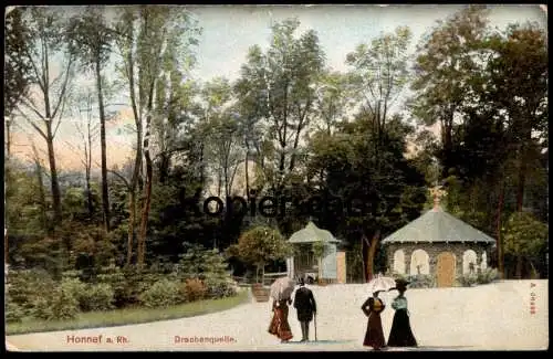 ALTE POSTKARTE HONNEF AM RHEIN DRACHENQUELLE DAMEN HUT SCHIRM Quelle source Bad Honnef Ansichtskarte AK cpa postcard