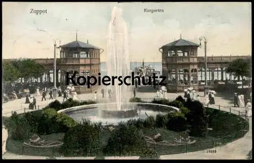 ALTE POSTKARTE OSTSEEBAD ZOPPOT KURGARTEN Park Springbrunnen Sopot Danzig concert cpa AK Ansichtskarte postcard