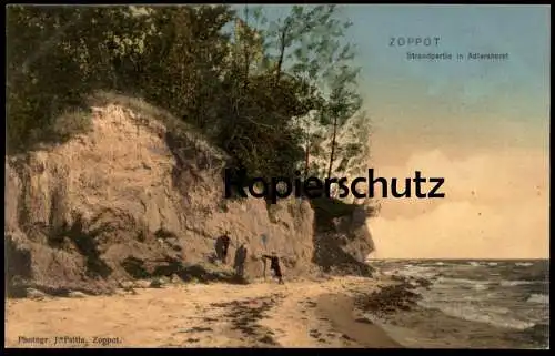 ALTE POSTKARTE ZOPPOT STRANDPARTIE IN ADLERHORST DREI JUNGEN STRAND SOPOT poland polska Polen Ansichtskarte postcard cpa