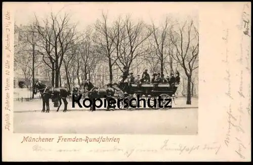 ALTE POSTKARTE MÜNCHENER FREMDEN-RUNDFAHRTEN MÜNCHNER PFERDEKUTSCHE TOURISTEN-TOUR MÜNCHEN AK postcard cpa