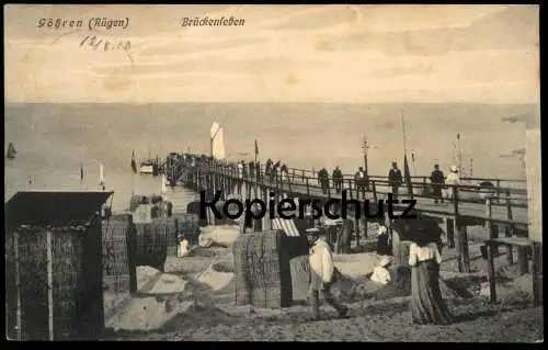 ALTE POSTKARTE GÖHREN AUF RÜGEN BRÜCKENLEBEN SEEBRÜCKE STRAND beach plage Ansichtskarte postcard cpa AK