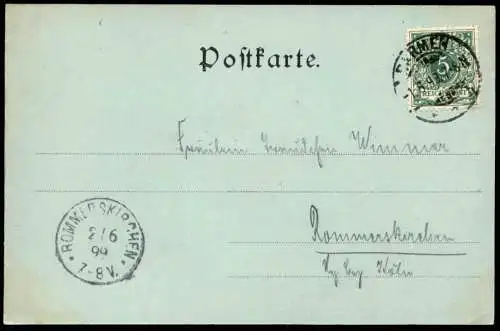 ALTE MONDSCHEIN POSTKARTE GRUSS VOM LUFTKURHAUS BARMEN PARTHIE BARMER ANLAGEN PARTIE WUPPERTAL Ansichtskarte AK postcard