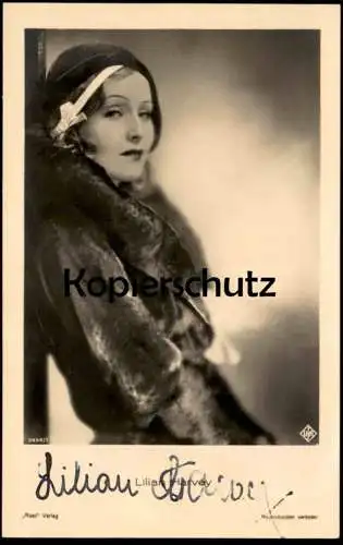 ALTE POSTKARTE LILIAN HARVEY FILM-SCHAUSPIELERIN IM PELZ ORIGNIAL AUTOGRAMM UFA ROSS VERLAG autograph postcard cpa