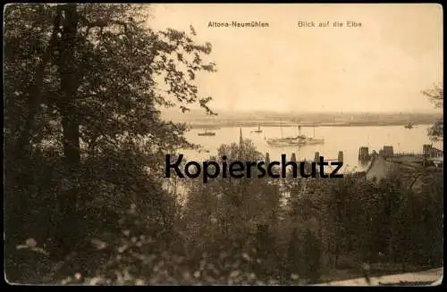 ALTE POSTKARTE ALTONA-NEUMÜHLEN BLICK AUF DIE ELBE RADDAMPFER DAMPFSCHIFF SCHIFF HAMBURG Ansichtskarte AK cpa postcard