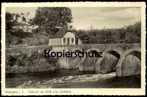 ÄLTERE POSTKARTE DÖTLINGEN IN OLDENBURG SCHLEUSE MIT BLICK ZUM GOLDBERG WEHR sluice écluse Ansichtskarte AK cpa postcard