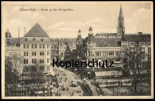 ALTE POSTKARTE DÜSSELDORF PARTIE AN DER KÖNIGSALLEE Strassenbahn Geschäfte Tram tramway AK Ansichtskarte cpa postcard