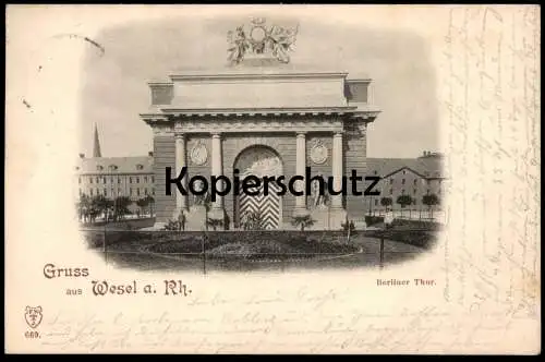 ALTE POSTKARTE GRUSS AUS WESEL AM RHEIN BERLINER THOR 1897 Berliner Tor Ansichtskarte AK cpa postcard