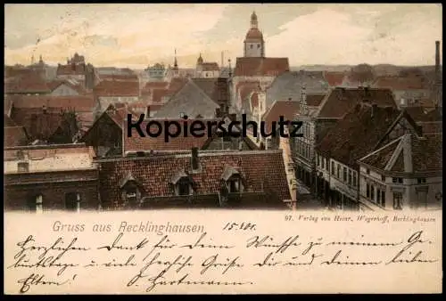 ALTE POSTKARTE GRUSS AUS RECKLINGHAUSEN 1901 PANORAMA Ansichtskarte cpa AK postcard