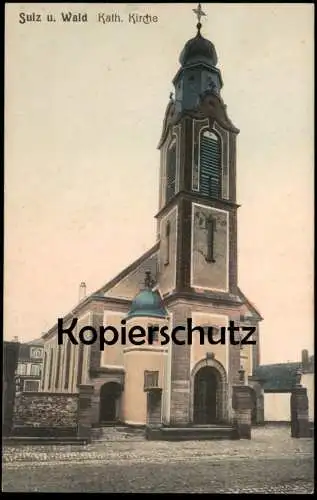 ALTE POSTKARTE SULZ UNTERM WALD KATHOLISCHE KIRCHE SOULTZ SOUS FORET BAS-RHIN Ansichtskarte postcard AK cpa