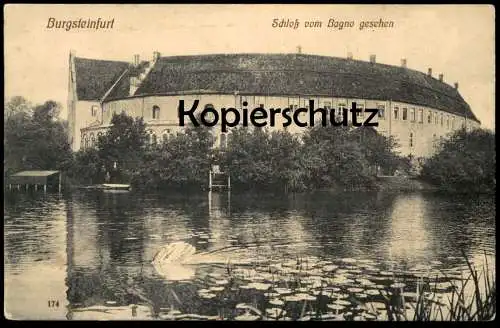 ALTE POSTKARTE BURGSTEINFURT SCHLOSS VOM BAGNO GESEHEN SCHWAN SEEROSEN castle chateau Steinfurt Ansichtskarte postcard