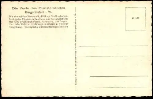 ALTE POSTKARTE BURGSTEINFURT RITTERBURG GRÄFTE SCHLOSS FÜRST ZU BENTHEIM UND STEINFURT Ansichtskarte AK cpa postcard