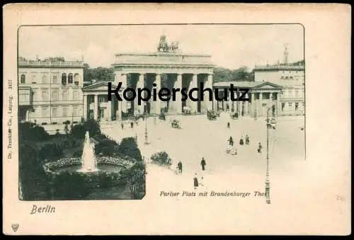 ALTE POSTKARTE BERLIN PARISER PLATZ MIT BRANDENBURGER TOR BRUNNEN SPRINGBRUNNEN 1902 Ansichtskarte AK cpa postcard