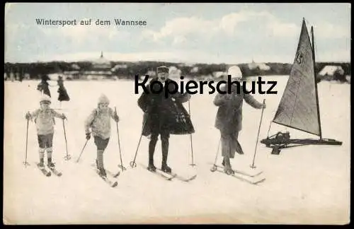 ALTE POSTKARTE BERLIN WINTERSPORT AUF DEM WANNSEE LANGLAUF SKILAUFEN faire du ski cross-country skiing AK cpa postcard