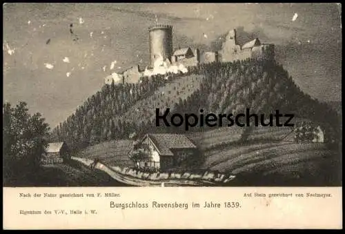 ALTE POSTKARTE BORGHOLZHAUSEN BURGSCHLOSS RAVENSBERG IM JAHR 1839 Burg Schloss Müller Neelmeyer Ansichtskarte AK cpa