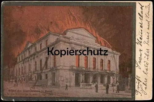 ALTE POSTKARTE BASEL BRAND STADTTHEATER NACHT VOM 06. ZUM 07. OKTOBER 1904 Katastrophe fire postcard cpa Ansichtskarte