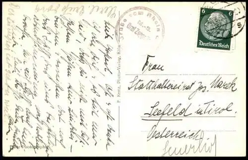 ALTE POSTKARTE AM RHEIN BURG SONNECK NIEDERHEIMBACH SCHIFFE DAMPFER STEMPEL M.S. GRAF ZEPPELIN Ansichtskarte postcard