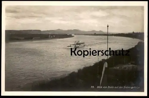 ALTE POSTKARTE BLICK VON BONN AUF DAS SIEBENGEBIRGE RHEIN RHEINGOLD SERIE Schiff Dampfer Ansichtskarte AK cpa postcard