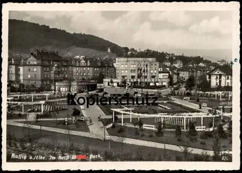 ALTE POSTKARTE AUSSIG AN DER ELBE IM HORST-WES...-PARK BEFLAGGUNG 1940 USTI NAD LABEM BÖHMEN cpa postcard AK