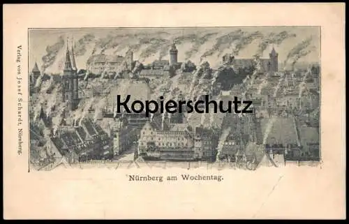 ZWEI ALTE POSTKARTEN NÜRNBERG AM WOCHENTAG & NÜRNBERG AM SONNTAG RAUCH INDUSTRIE UMWELT EMISSION Postkarte postcard cpa